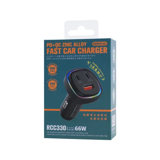 RCC-330 3u1 Fast auto punjač RGB crni