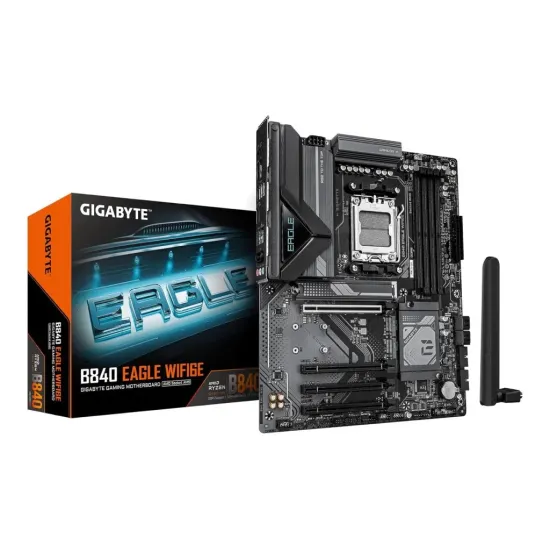 GIGABYTE AMD Ryzen MB B840 EAGLE WF6E, 4*DDR5 8200MT/s,1*PCIe 4.0/3*M.2, HDMI/DP,AM5, Wi-Fi 6E