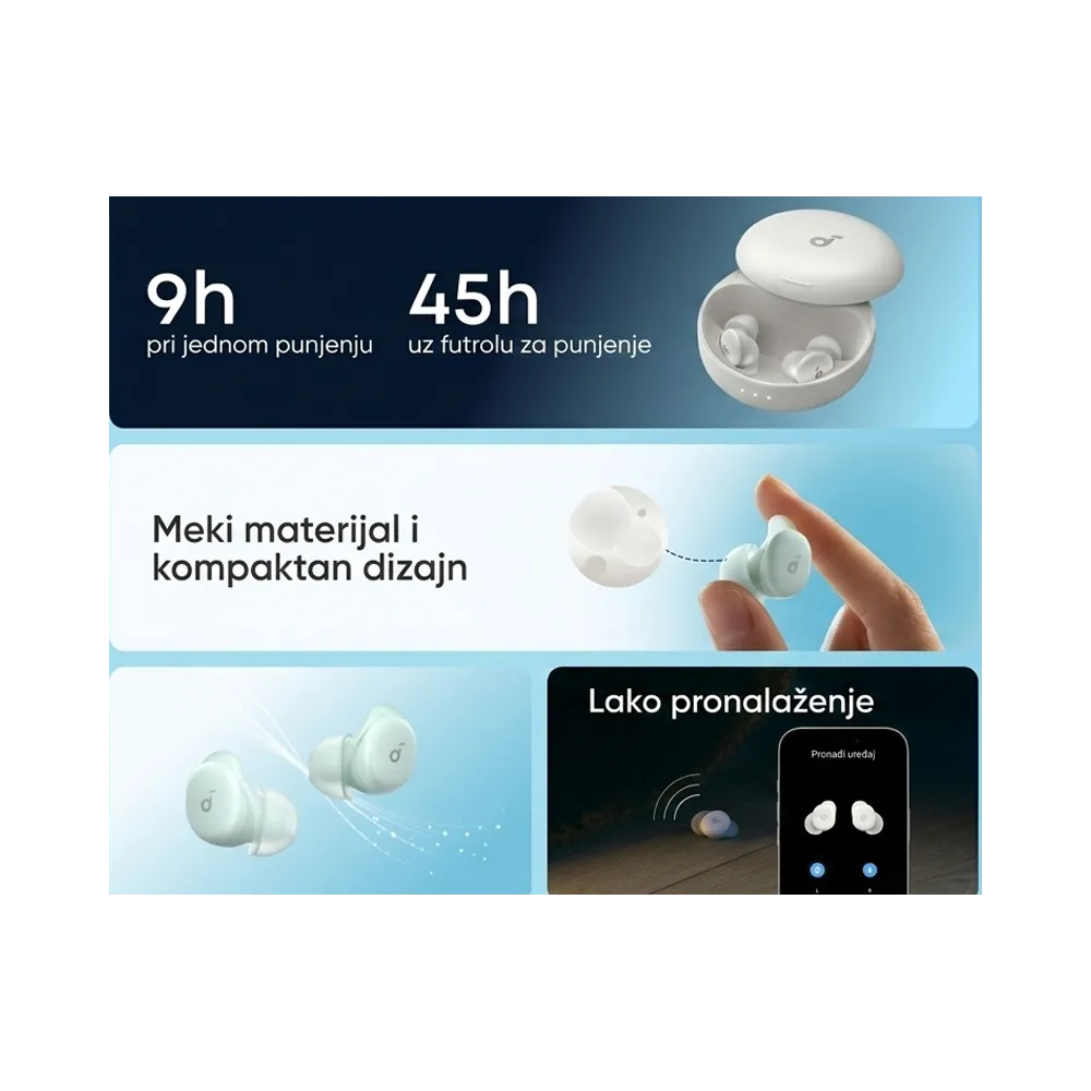Soundcore Sleep A30 Noise Masking BT bežične bubice bele