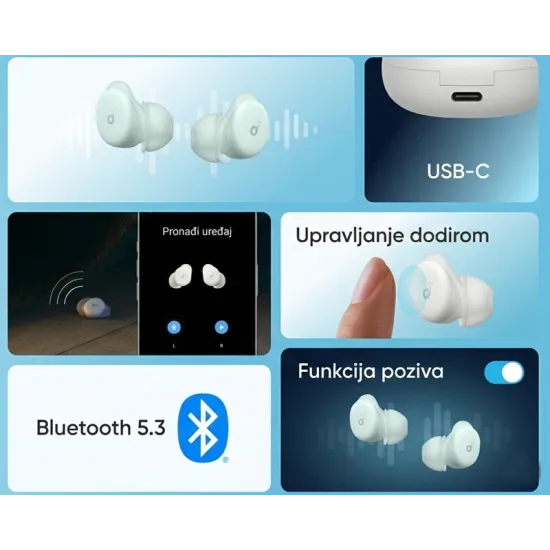 Soundcore Sleep A30 Noise Masking BT bežične bubice bele