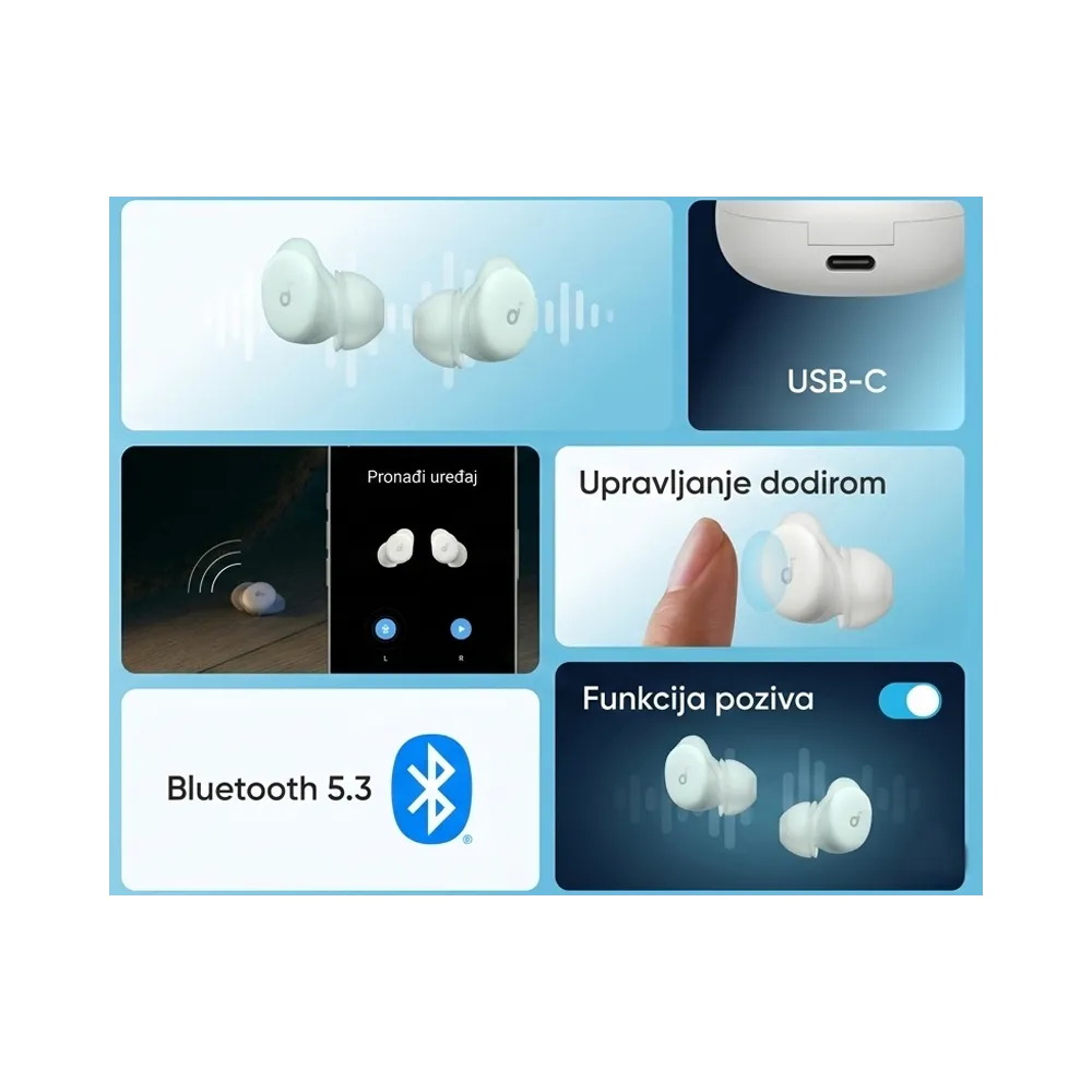 Soundcore Sleep A30 Noise Masking BT bežične bubice bele