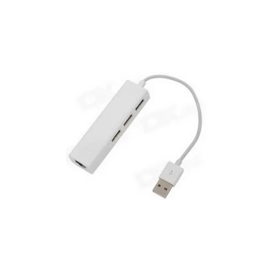 USB 2.0 - HUB 3port + RJ45 (ž) beli