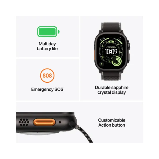 Watch Ultra 3 Cellular 49mm Black Titanium Case with Black Alpine Loop - Medium (mf0v4se/a)