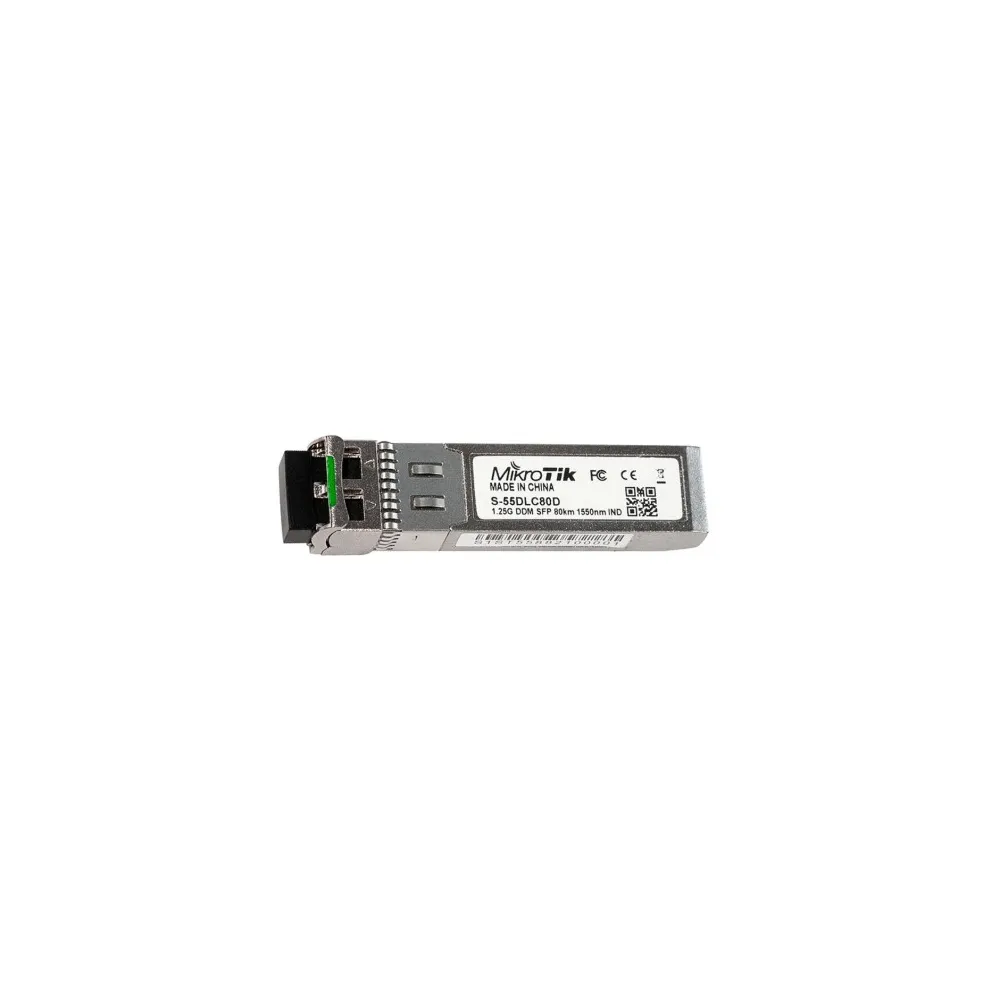 MikroTik SFP 1.25Gbps module (S-55DLC80D), Dual LC connector, single-mode fiber, up to 80km reach, 1550nm wavelength, DDM suppor