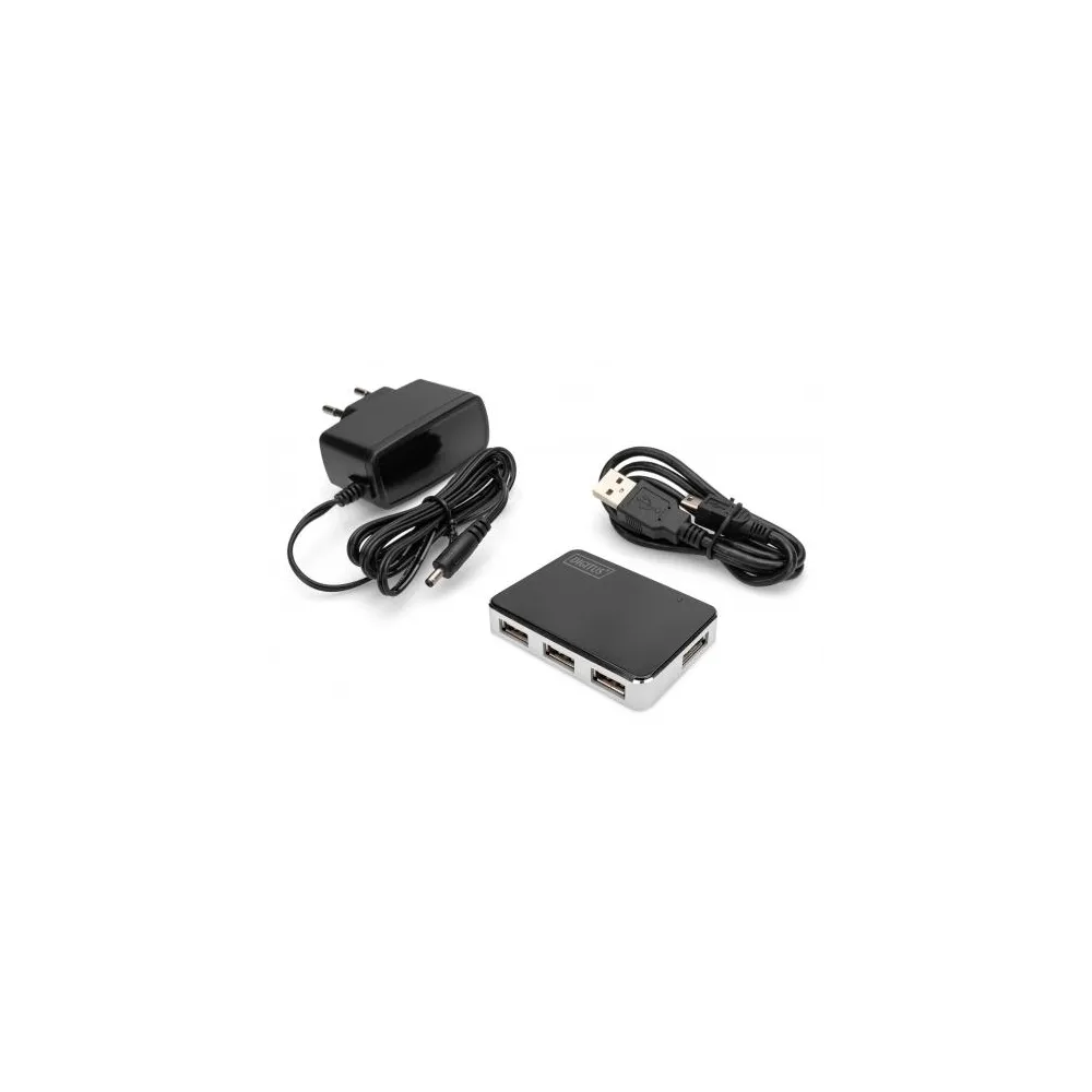 Digitus Adapter USB 2.0, 4-Port Hub, 4x USB A/F, 1x USB Bmini/F incl. USB A/M to mini5P cable