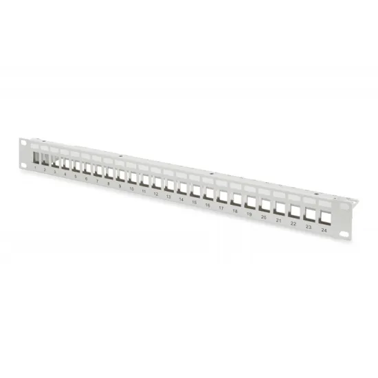Digitus Modular Patch Panel, shielded 24-port, blank, 1U, rack mount, grey RAL 7035