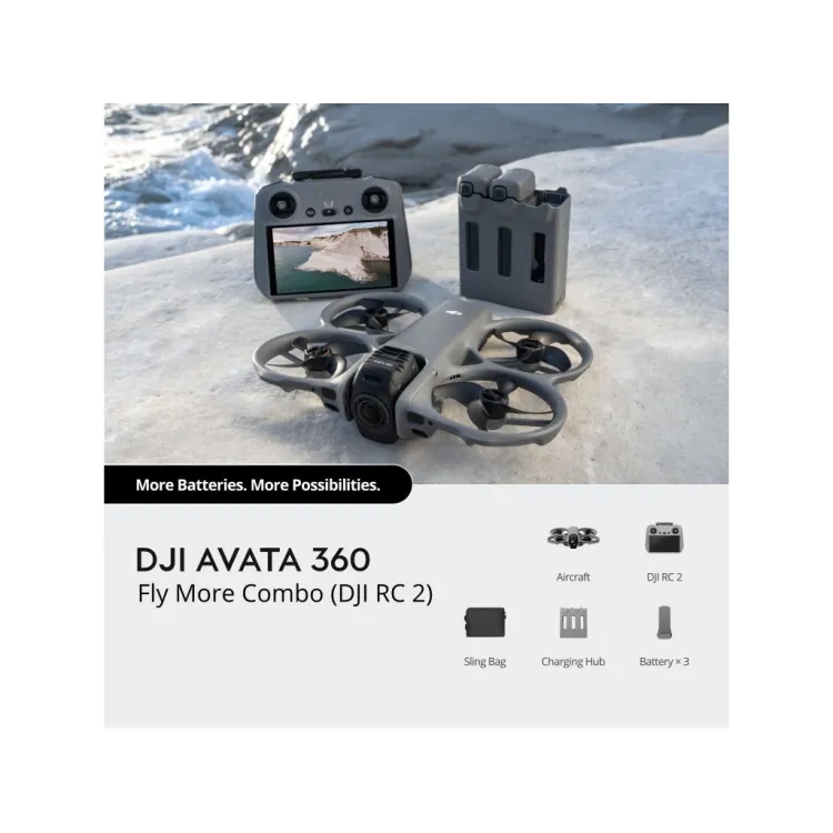DJI Avata 360 Fly More Combo (DJI RC 2), 8K/60fps HDR video, 120MP photos