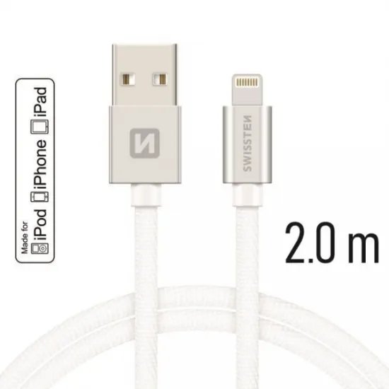 Swissten Data kabl Textile USB 2.0 typ A/Lightning 2m Silver