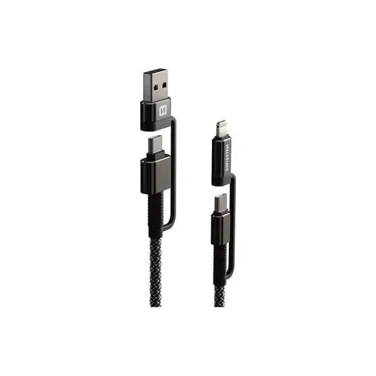 Swissten DATA CABLE KEVLAR 4in1 3A 1,5 M ANTRACIT