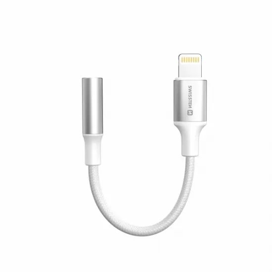 Swissten Audio kabl Textile Lightning (male) / 3.5mm AUX 0,15 M White