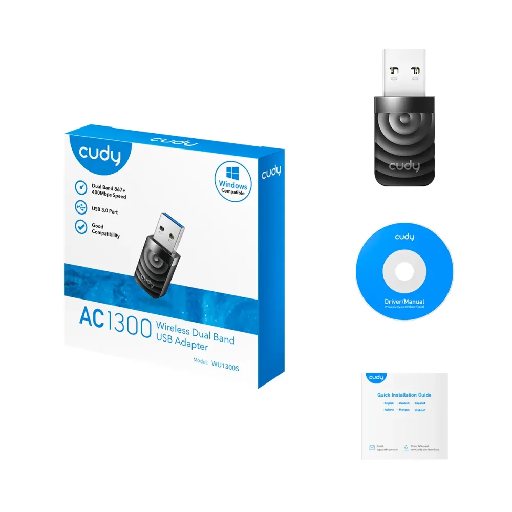 CUDY Adapter WU1300S AC1300 USB Dual-Band Wi-Fi