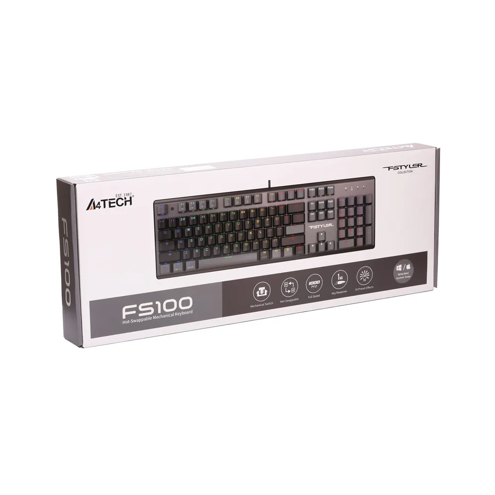 FS100 FSTYLER USB Neon Backlit US crna tastatura
