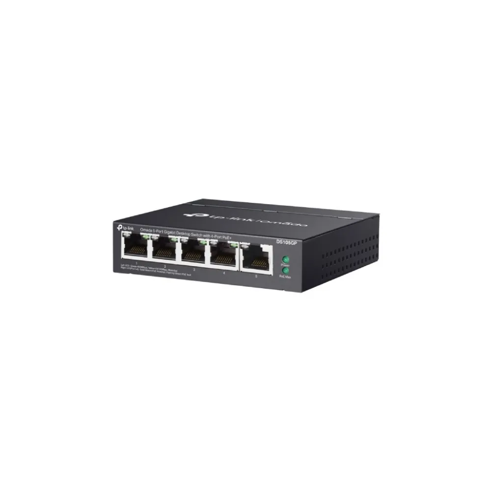 TP-LINK DS105GP Omada 5-Port Gigabit Unmanaged Desktop Switch with 4-Port PoE+, up to 250m, 65W