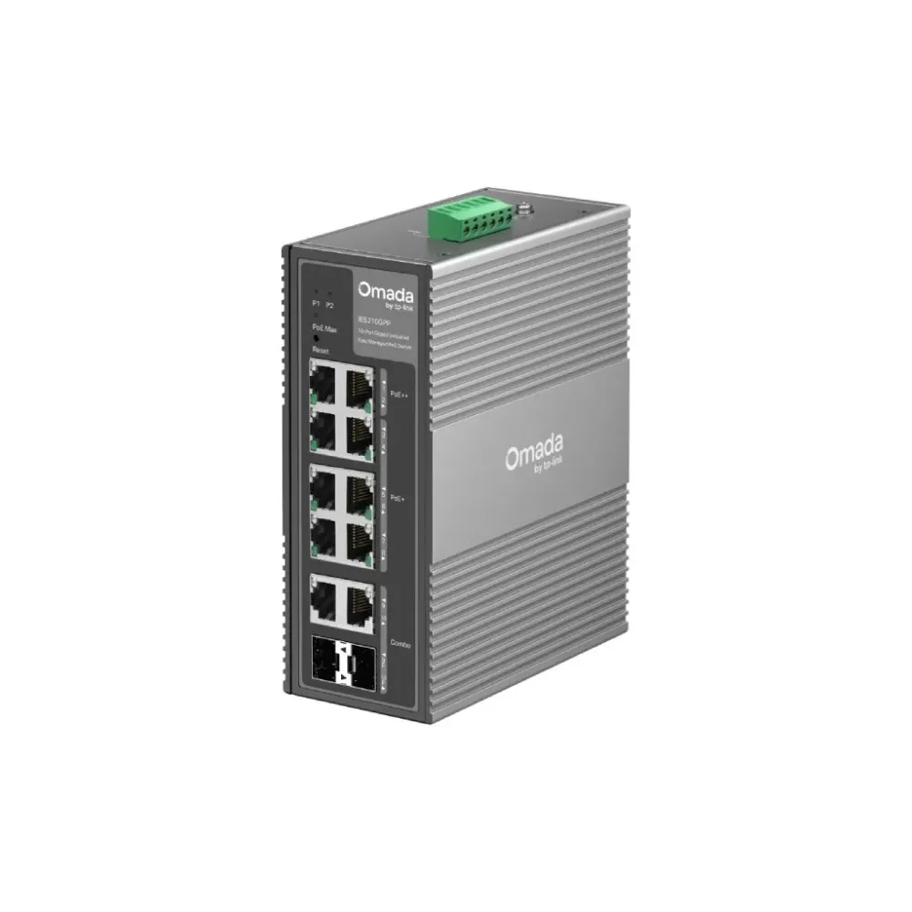 TP-LINK IES210GPP Omada 10-Port Gigabit Industrial Easy Managed Switch with 6-Port PoE+&2-Port PoE++