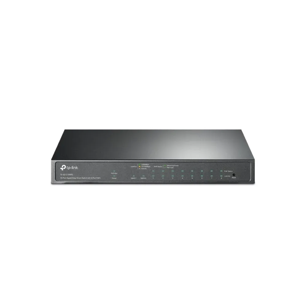 TP-LINK TL-SG1210MPE 10-Port Gigabit Easy Smart Switch with 8-Port PoE+, 123 W PoE budget