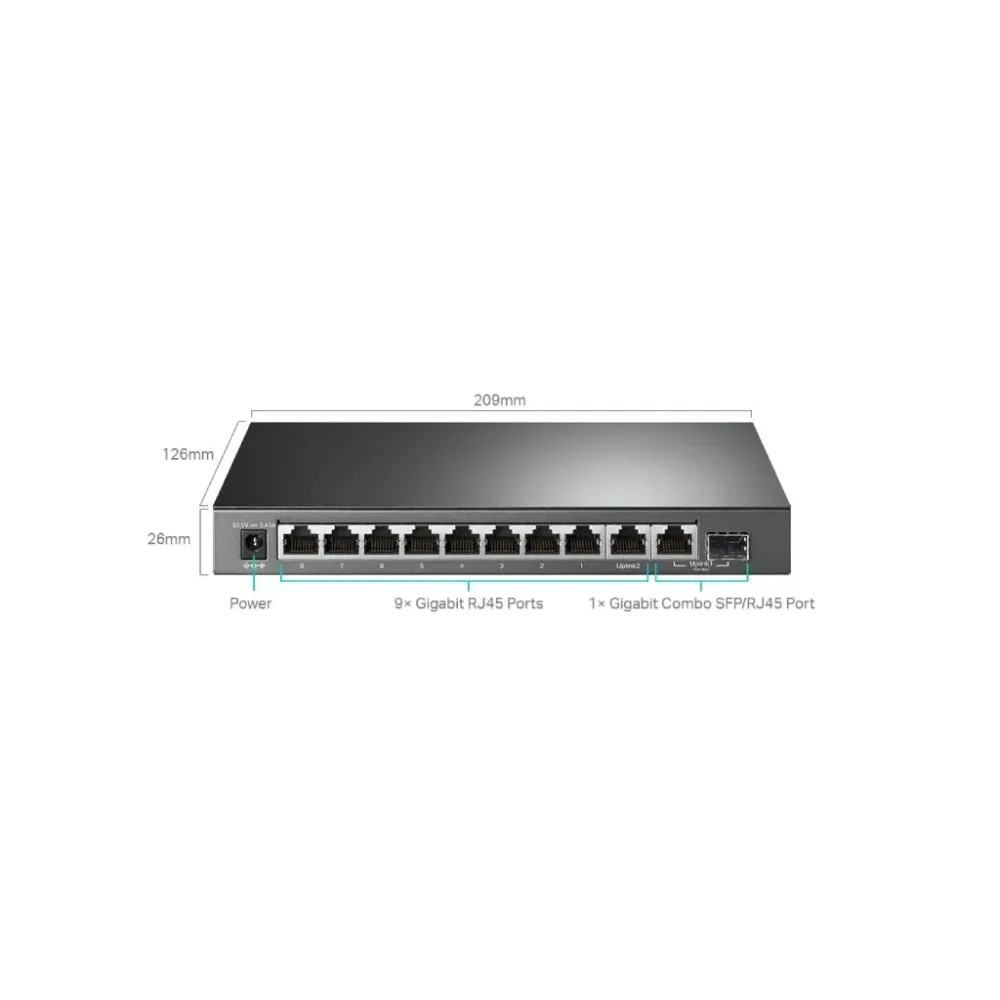 TP-LINK TL-SG1210MPE 10-Port Gigabit Easy Smart Switch with 8-Port PoE+, 123 W PoE budget