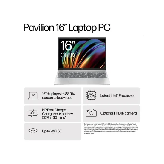 HP Pavilion 16-af0009nm Ultra5 125U/512GB/16GB DDR5/IntelGraphics/NoOS/16 2K IPS/bcl/Natural silver