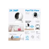 TP-LINK TAPO C210P2 Indoor 2K Pan/Tilt/Zoom Security Camera Set with Advanced Night Vision