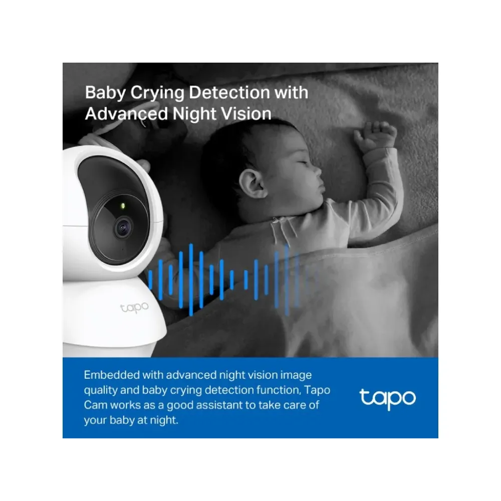 TP-LINK TAPO C210P2 Indoor 2K Pan/Tilt/Zoom Security Camera Set with Advanced Night Vision