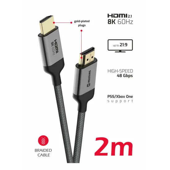 Swissten Kabl HDMI TO HDMI 8K 60Hz 2.0 M Nylon