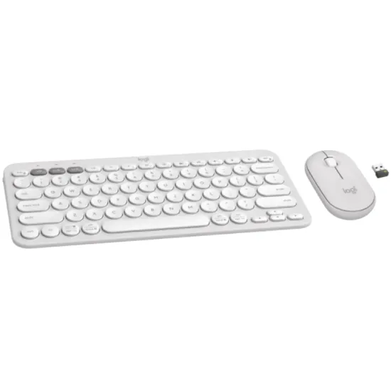 Pebble2 Wireless Combo US tastatura + miš bela