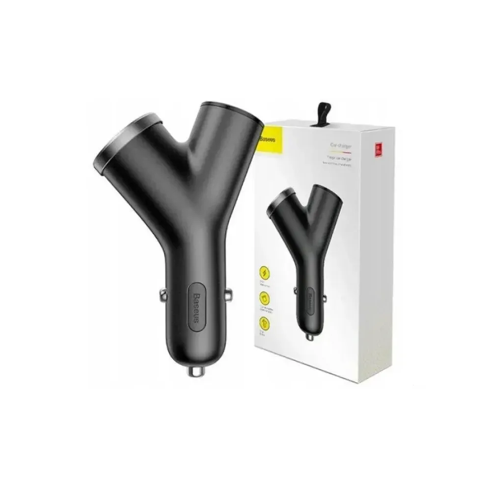 Baseus Auto punjac Y tipa s dvostrukim USB prikljuckom i upaljacem za cigarete