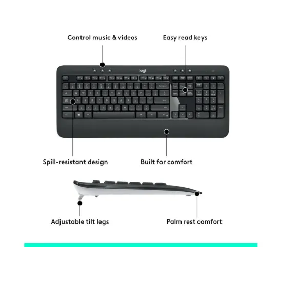 LOGITECH MK540 Advanced Wireless Desktop - Tastatura + Miš, USB, US