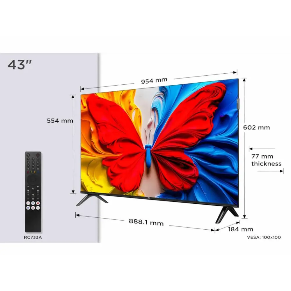 TCL 43S5K QLED TV 43 full HD, Android smart, Colorful Quantum Crystal, slim dizajn (bez okvira)