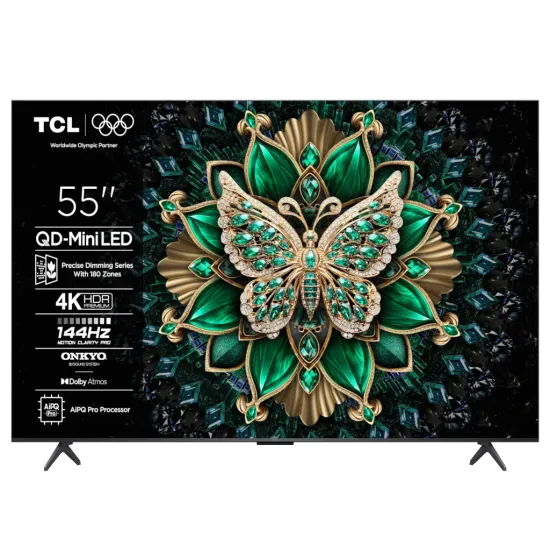 TCL 55C6K mini LED TV 55 ultra HD, Google TV smart, 512 Local Dimming Zones, 144Hz, Onkyo 2.1