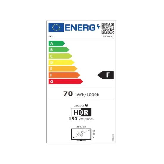 TCL 55C6K mini LED TV 55 ultra HD, Google TV smart, 512 Local Dimming Zones, 144Hz, Onkyo 2.1