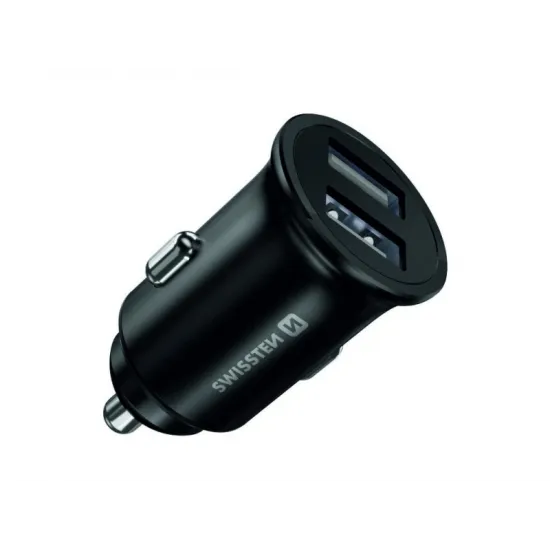 Swissten CAR CHARGER 2x USB 4,8A METAL BLACK