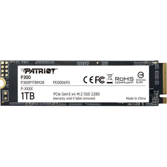 Patriot SSD 1TB M.2 NVMe PCIe Gen3 x4 P300 (r/w: 2100/1650 MBs)