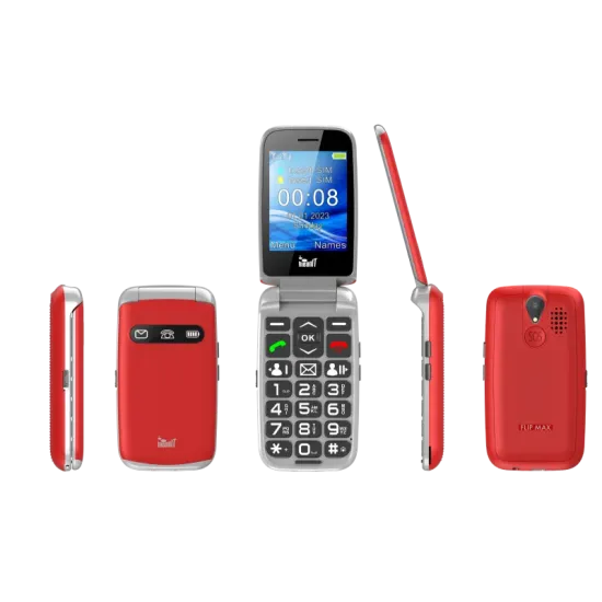 MeanIT Mobilni telefon SENIOR Flip Max-Crveni