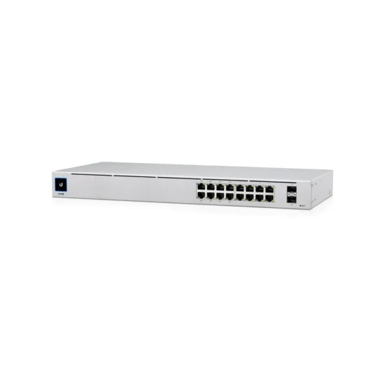 UBIQUITI USW-16-POE 16-port Layer 2 PoE switch, fanless, 16 GbE RJ45 ports(8 PoE/PoE+), 2*SFP, 42W