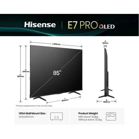 85 inča 85E7Q PRO QLED 4K UHD Smart TV