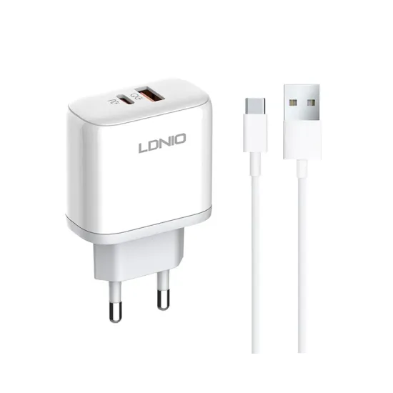 A2526C 45W QC4.0 Dual USB-A/USB-C punjač beli + USB-C kabl