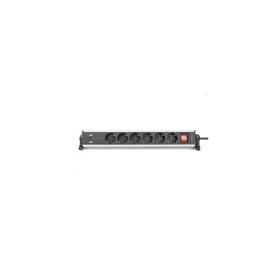 Digitus Produžni kabl 6U 1.5 m, 3 x USB 6-fach Office power strip 3x USB 2xUSB-A +1xUSB A, On/off switch, Alu-housing