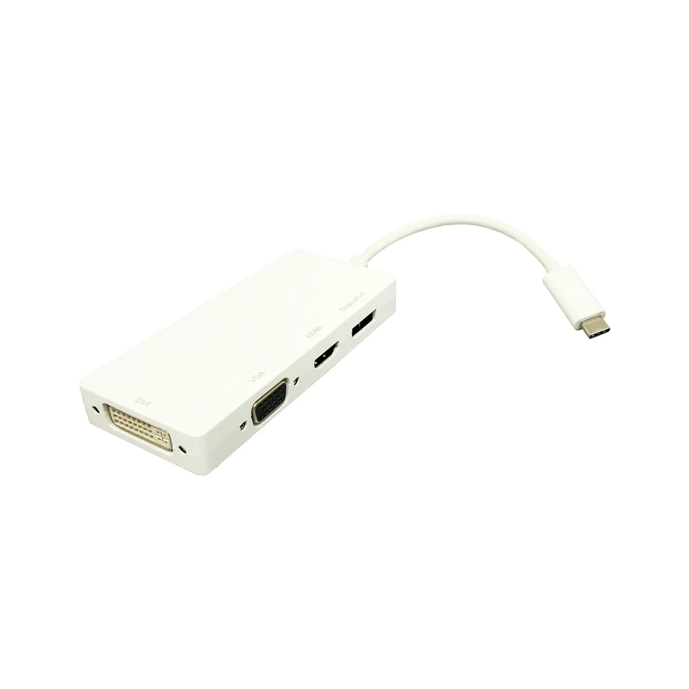 Adapter USB 3.1 tip C (M) - Display Port + HDMI + VGA + DVI (F) beli