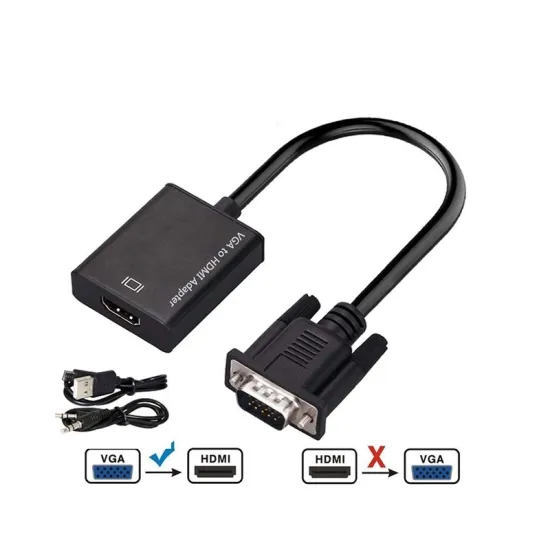 Adapter VGA na HDMI (m/ž) + Audio kabl (m/m) + Micro USB kabl (m/m)