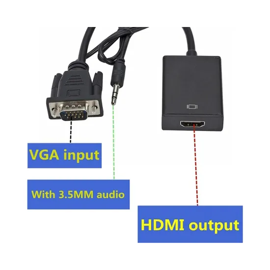 Adapter VGA na HDMI (m/ž) + Audio kabl (m/m) + Micro USB kabl (m/m)
