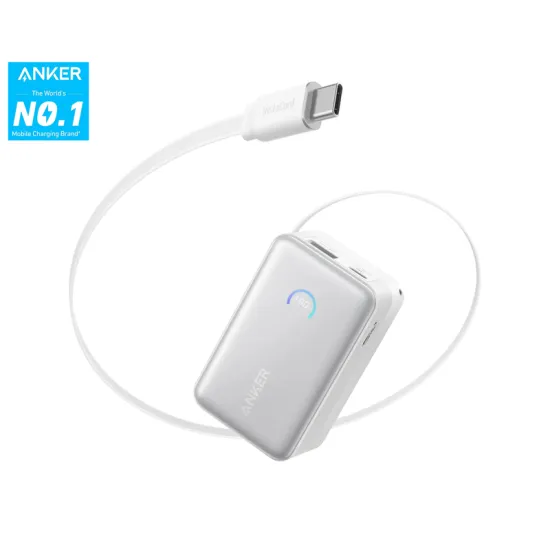 Nano 10000mAh, 45W, sa ugrađenim USB-C kablom na izvlačenje, Power Bank beli