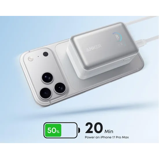 Nano 10000mAh, 45W, sa ugrađenim USB-C kablom na izvlačenje, Power Bank beli