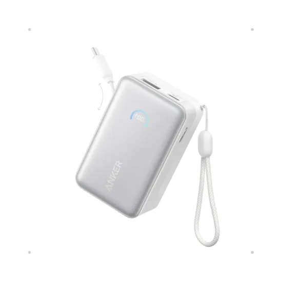 Nano 10000mAh, 45W, sa ugrađenim USB-C kablom na izvlačenje, Power Bank beli