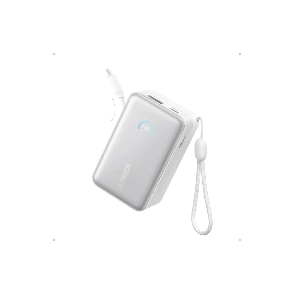Nano 10000mAh, 45W, sa ugrađenim USB-C kablom na izvlačenje, Power Bank beli