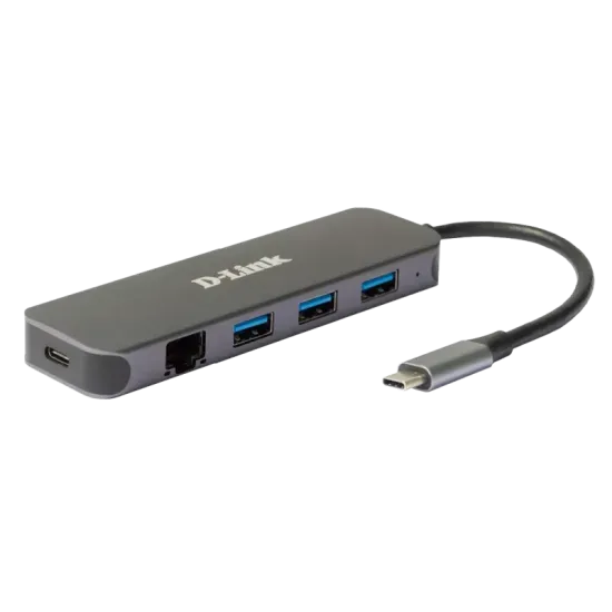 .D-Link HUB DUB-2334 5 -in-1 USB-C Hub with Gigabit Ethernet and Power Delivery