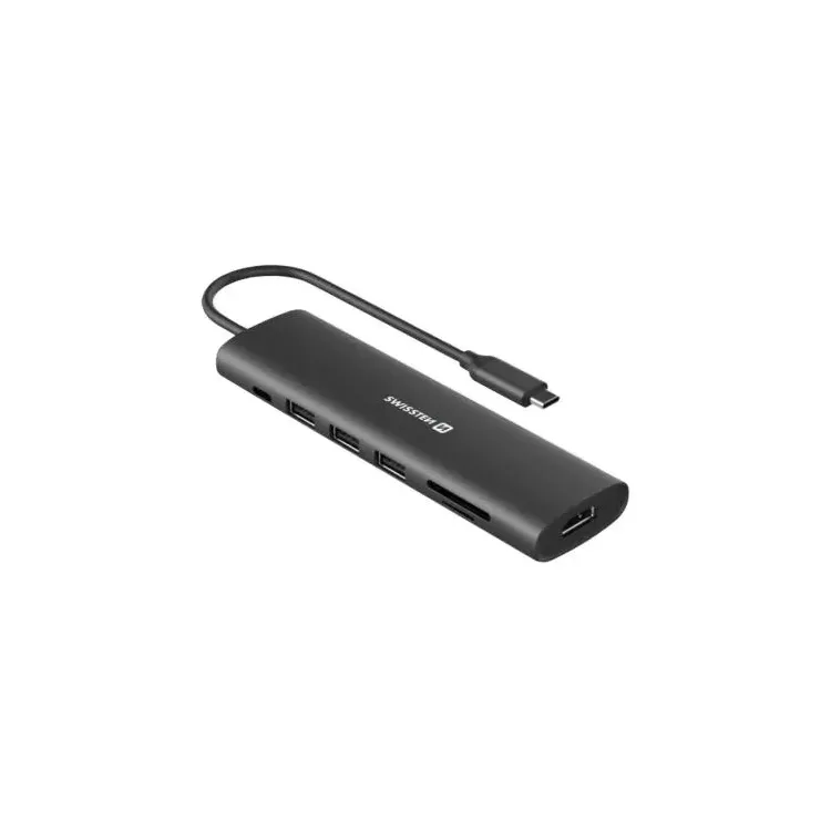 Swissten USB-C HUB 7-IN-1 (USB-C 100W, HDMI 4K, 1x USB-A 3.0, 2x USB-A 2.0, SD, MICRO SD) ALUMINIUM