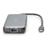 Digitus HUB 8 in 1 2x HDMI, 2x USB 3.2, 2x card reader, 1x USB Type-C, 1x RJ45 Gigabit Ethernet