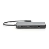 Digitus HUB 8 in 1 2x HDMI, 2x USB 3.2, 2x card reader, 1x USB Type-C, 1x RJ45 Gigabit Ethernet
