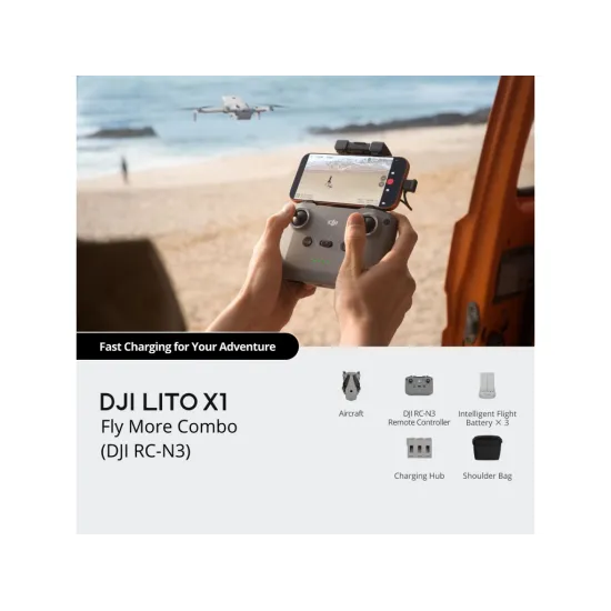 DJI Lito X1 Fly More Combo (DJI RC-N3), 4K/60fps HDR Video, 48MP, 42GB Internal Storage