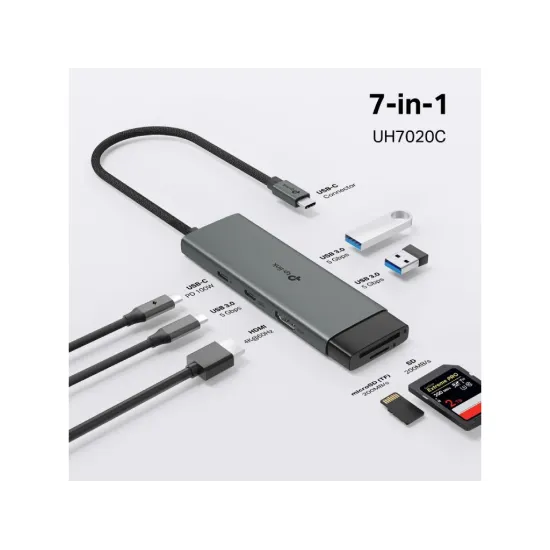 TP-LINK UH7020C USB Type-C 7 in 1 Hub 100W Power Delivery, HDMI, USB 3.0*2, SD & microSD UHS-I,USB-C